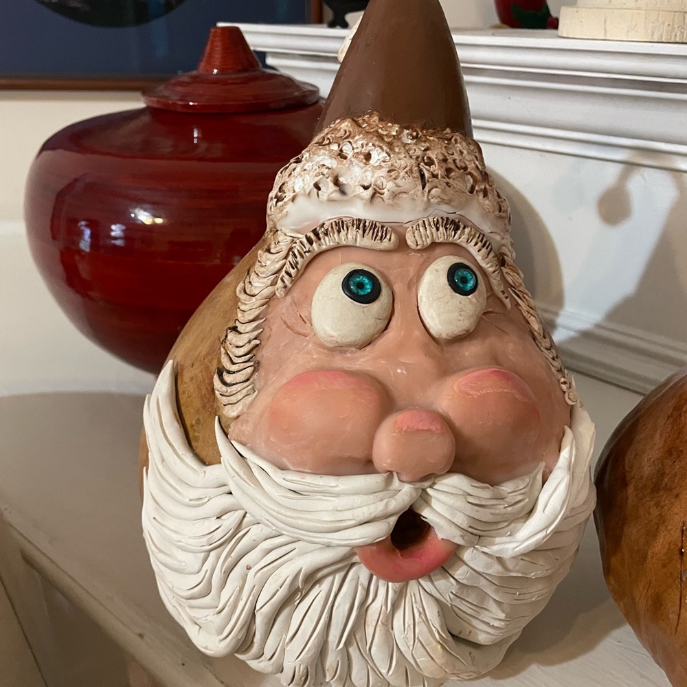 Santa Sculpture in natural gourd
